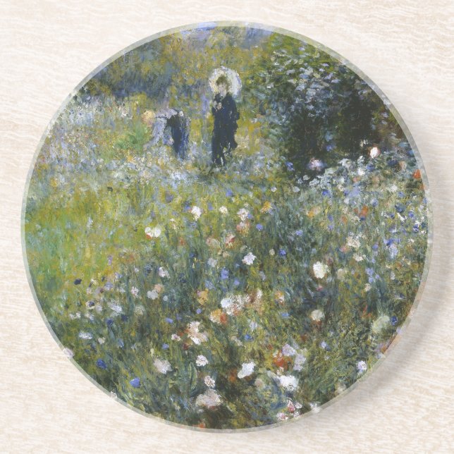Renoir Woman with Parasol in Garden Sandstone Coaster (Front)