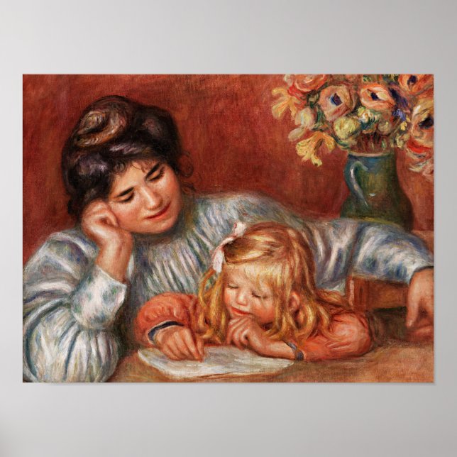 Renoir - Writing Lesson, famous painting Poster (Front)