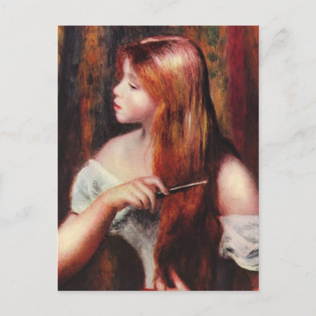 Renoir Young Girl Combing Her Hair Postcard (Front)