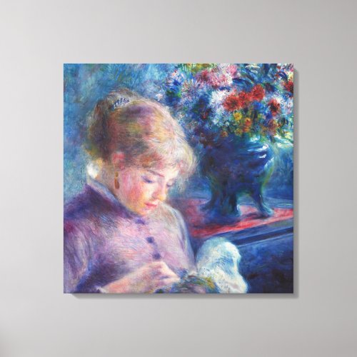Renoir Young Woman Sewing Stretched Canvas 