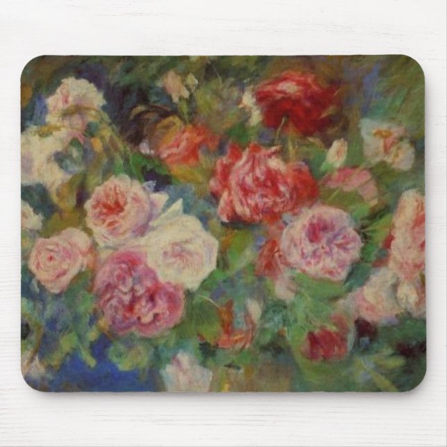 Renoir'a A Vase of Roses Still Life Mouse Pad (Front)