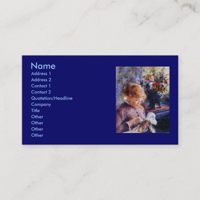 Renoir's Young Woman Sewing Business Card (Front)