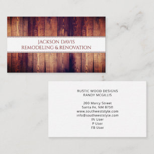 Renovation Remodeling Wood Grain Rustic Monogram Business Card