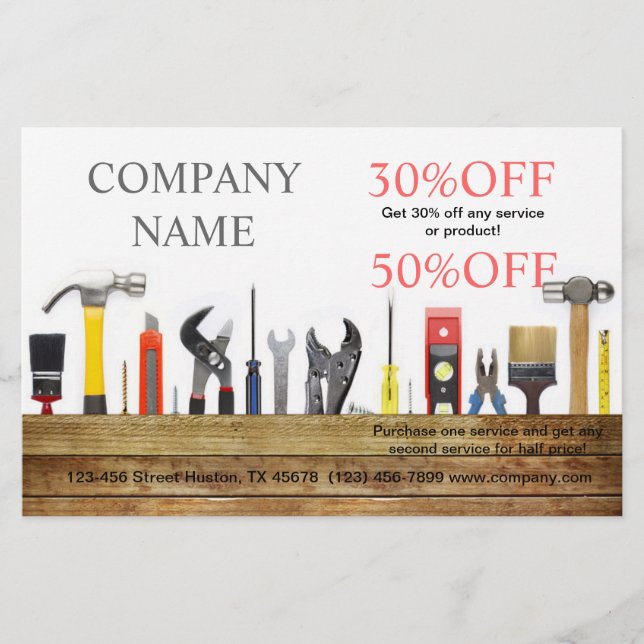 Renovation Tools Handyman Carpentry Construction Flyer (Front)