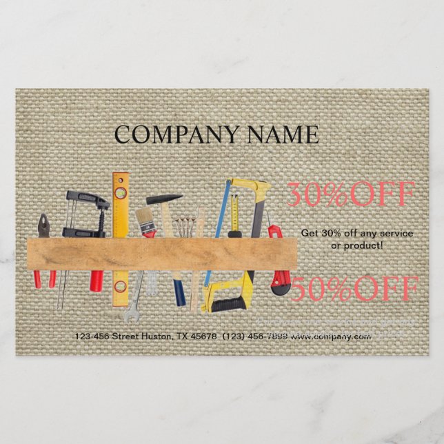 Renovation Tools Handyman Carpentry Construction Flyer (Front)