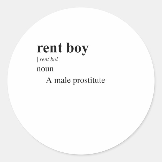 RENT BOY CLASSIC ROUND STICKER (Front)