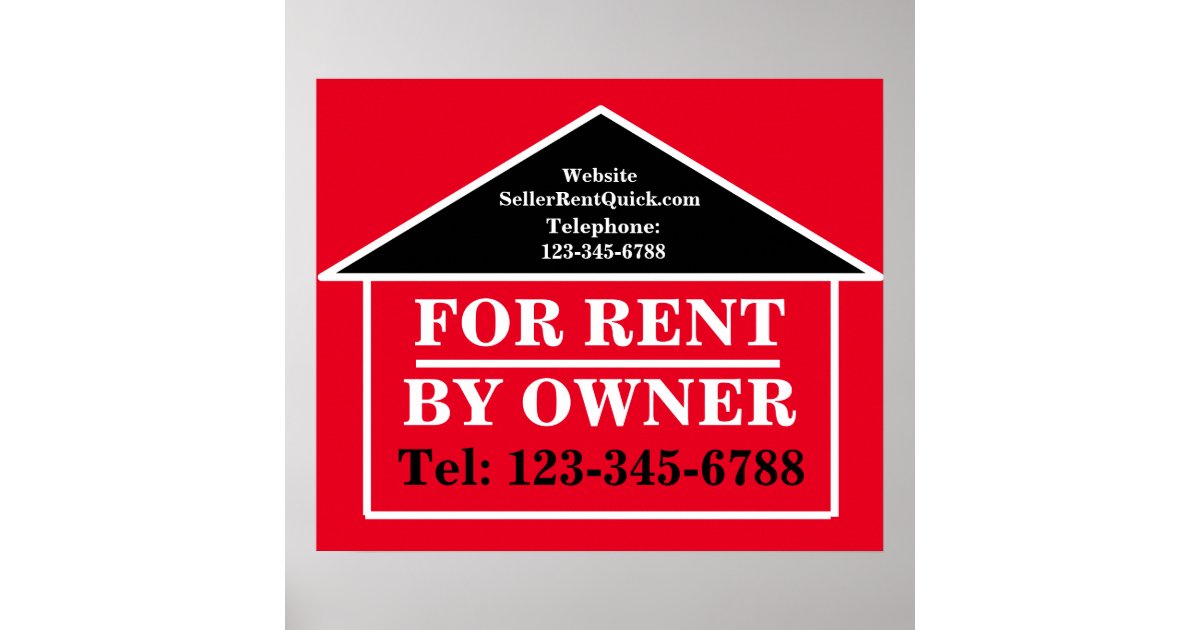 RENT BY OWNER Custom Real Estate For Rent Poster Zazzle