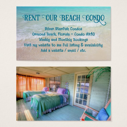 Rent My Beach Condo Custom Photo Advertisement (Front & Back)