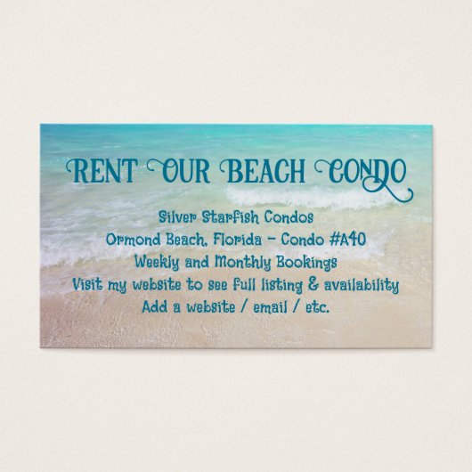 Rent My Beach Condo Custom Photo Advertisement (Front)