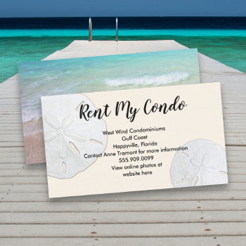 Rent My Condo Sand Dollars Rental Business Card by millhill at Zazzle