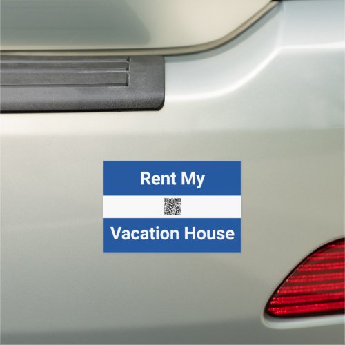 Rent My Vacation House Blue and White QR Code Car Magnet