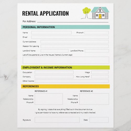 Rental Application Form for Landlords and Tenants