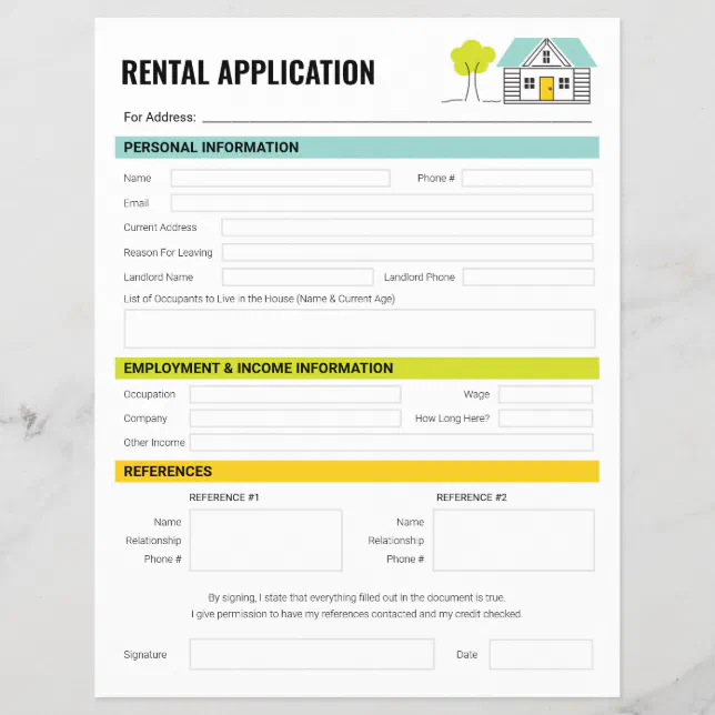 Rental Application Form for Landlords and Tenants | Zazzle