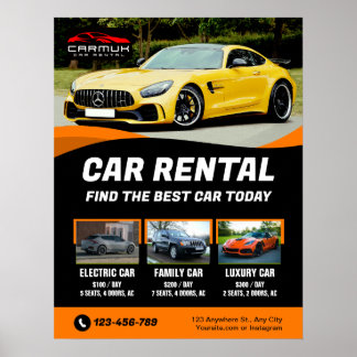 Rental Car Premium Professional Modern Poster