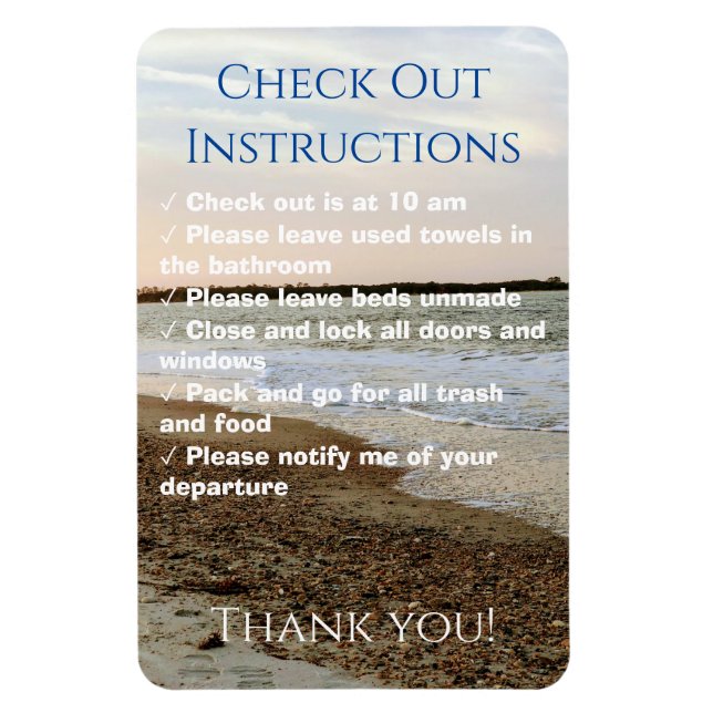 Rental Checkout Instructions Beach Magnet (Vertical)