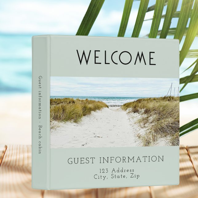 Rental house guest information photo QR sage green 3 Ring Binder (Creator Uploaded)