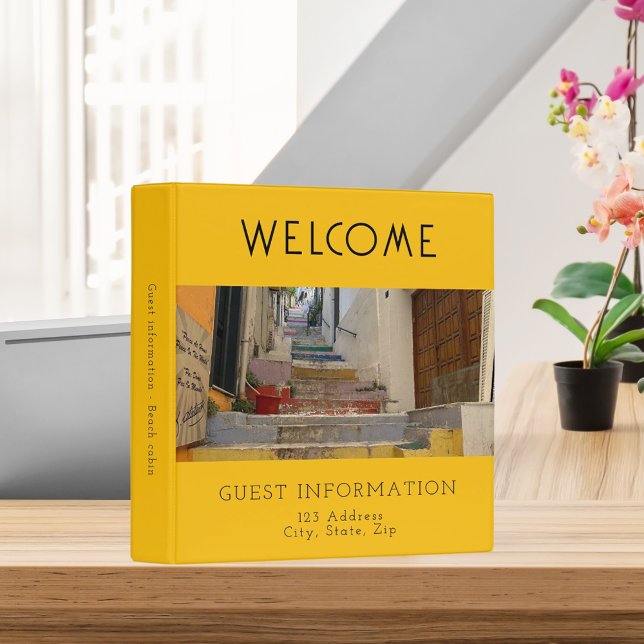 Rental house guest information photo QR yellow 3 Ring Binder (Creator Uploaded)