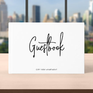 Rental Property Modern Script Minimalist Guest Book