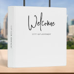 Rental Property Modern Script Minimalist Welcome 3 Ring Binder<br><div class="desc">Welcome minimalist binder to file all the important information for your guests featuring the word "welcome" in modern script against an editable background colors (click "customize it" and change the background color of all sides). This versatile binder can be used for vacation homes, vacation rentals, bed and breakfasts, etc. Personalize...</div>