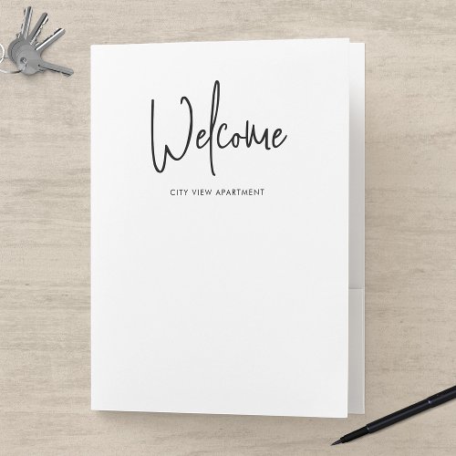 Rental Property Modern Script Minimalist Welcome Pocket Folder