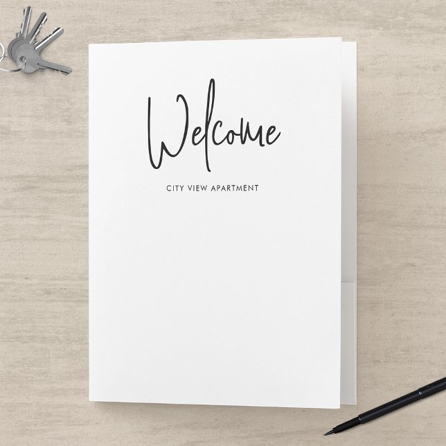 Rental Property Modern Script Minimalist Welcome Pocket Folder (Creator Uploaded)