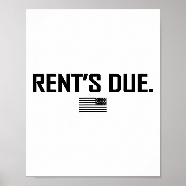 Rent's Due Work Hard Bodybuilder Weightlifting Tee Poster (Front)