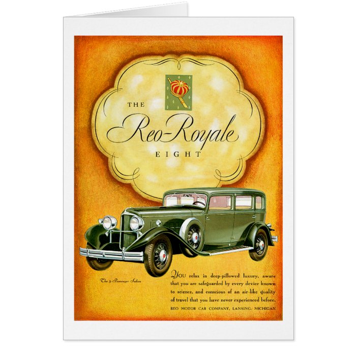 Reo Royale Eight ~ Vintage Automobile Ad Card