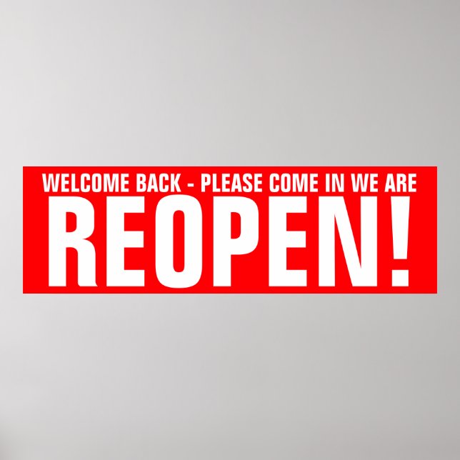 Reopen business call to action signage poster (Front)