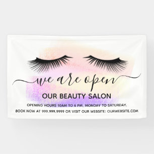 Reopening beauty salon light white lashes pastel banner