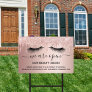 Reopening beauty salon rose gold glitter lashes sign