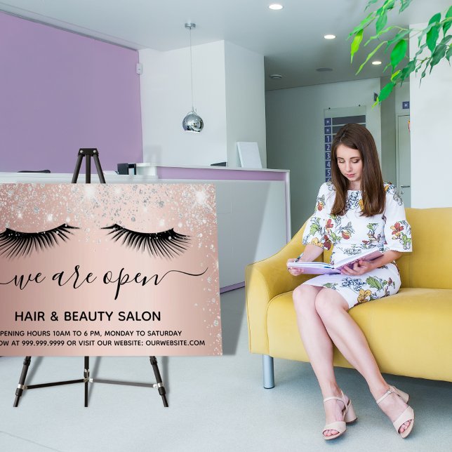 Reopening beauty salon rose gold glitter silver foam board (Creator Uploaded)