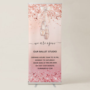 Reopening rose gold pink ballet dance school retractable banner
