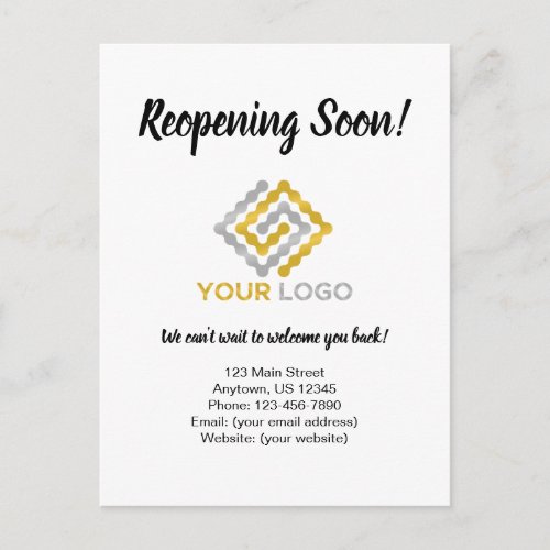 Reopening Soon Business Opening Announcement Postcard