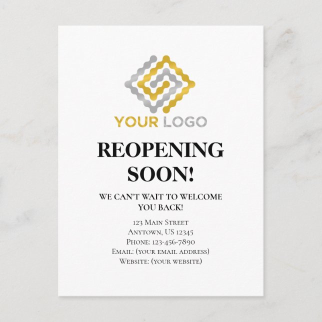 Reopening Soon Business Opening Announcement Postcard (Front)