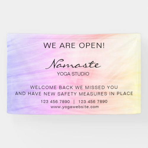Reopening Yoga Studio Pink Customizable Banner