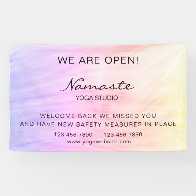 Reopening Yoga Studio Pink Customizable Banner (Horizontal)