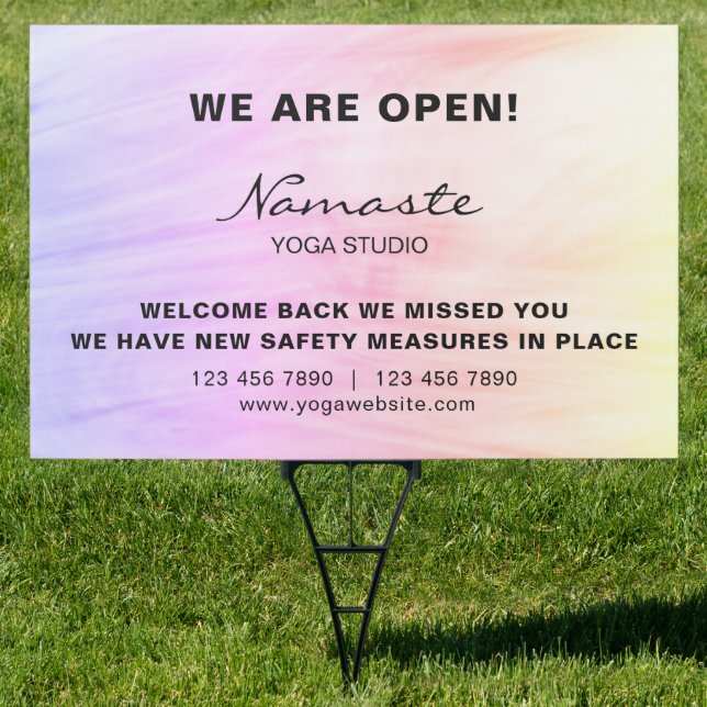 Reopening Yoga Studio Pink Customizable Welcome Sign (Insitu)