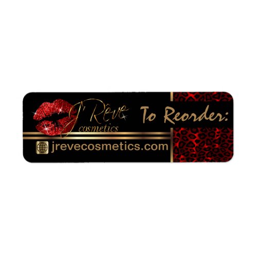 Reorder Design _  Leopard  Red Glitter Lips Label