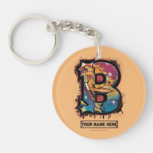 Rep Your Name Customizable Graffiti Letter B Keychain