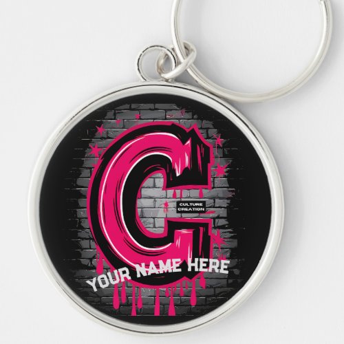 Rep Your Name Customizable Graffiti Letter C Keychain