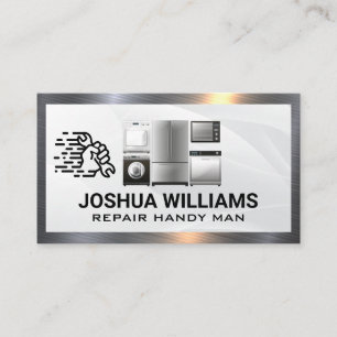 Repair Fix Logo Appliances Metal Background Business Card