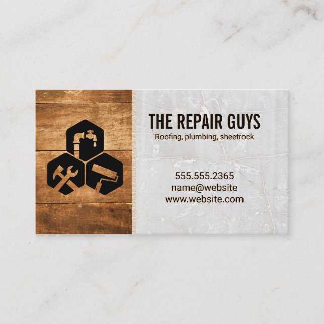 Repair Icons | Home Fixing Logo Business Card (Front)