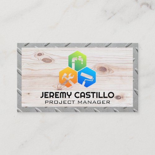 Repair Services Icons  Steel  Wood Business Card