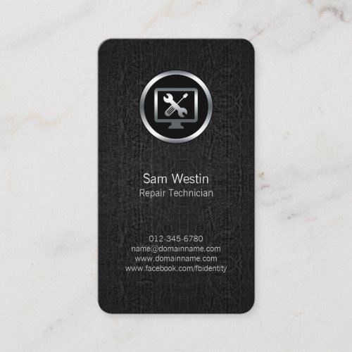 Repair Technician Computer Gears Icon BusinessCard Business Card