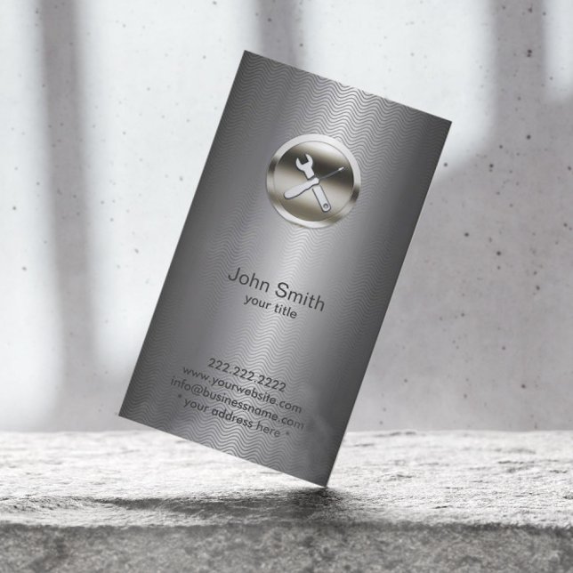 Repair Tool Logo Metal Handyman Plumber Business Card (Creator Uploaded)