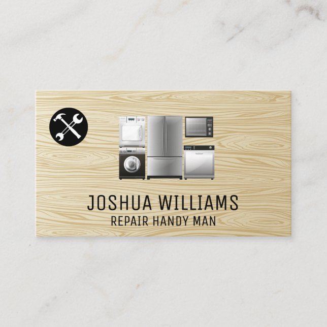 Repair Tools | Appliances | Wood Grain Business Card (Front)