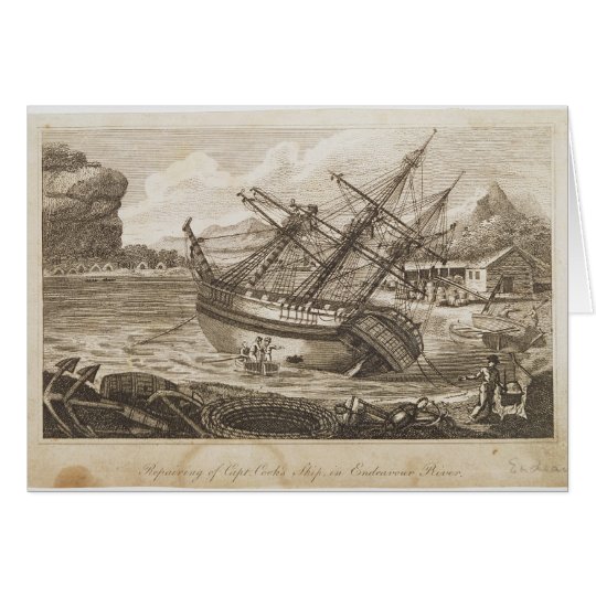 Repairing of Captain Cooks ship Card