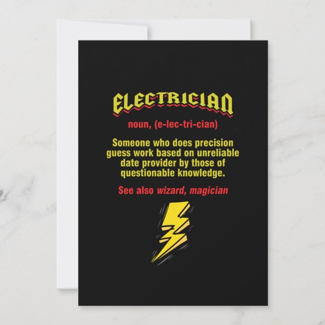 Repairman Electricity Tradesman Electric Electrica Invitation (Front)