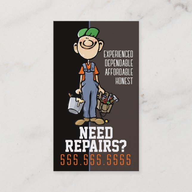 Repairman Handyman Fix-It Carpenter Painter  Business Card (Front)