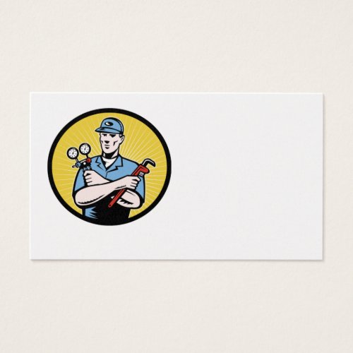 repairman serviceman ac manifold gauge wrench business card templates